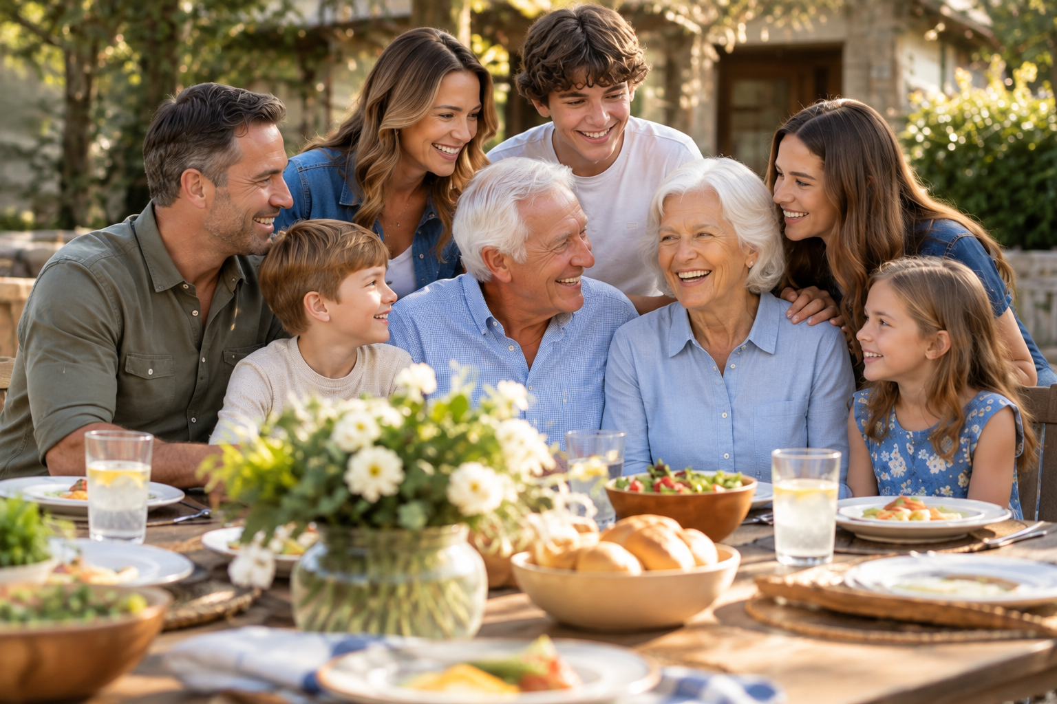 Family sharing a moment together at home